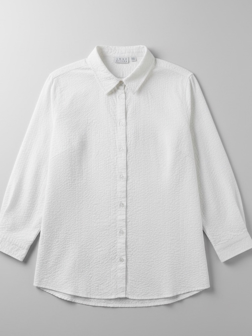Joan Rivers QVC Woman’s Crisp White Seersucker Button-Up Collar Shirt SZ XL EUC